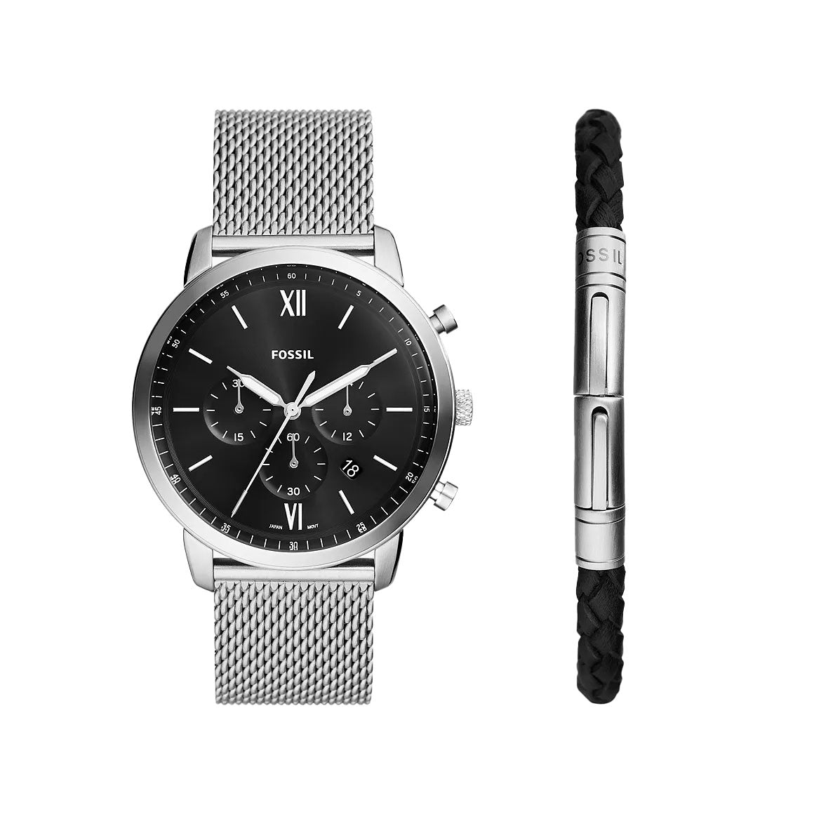 Mens Wristwatch + Bracelet FOSSIL MINIMALIST FS5966SET Leather Brown Blue |  eBay